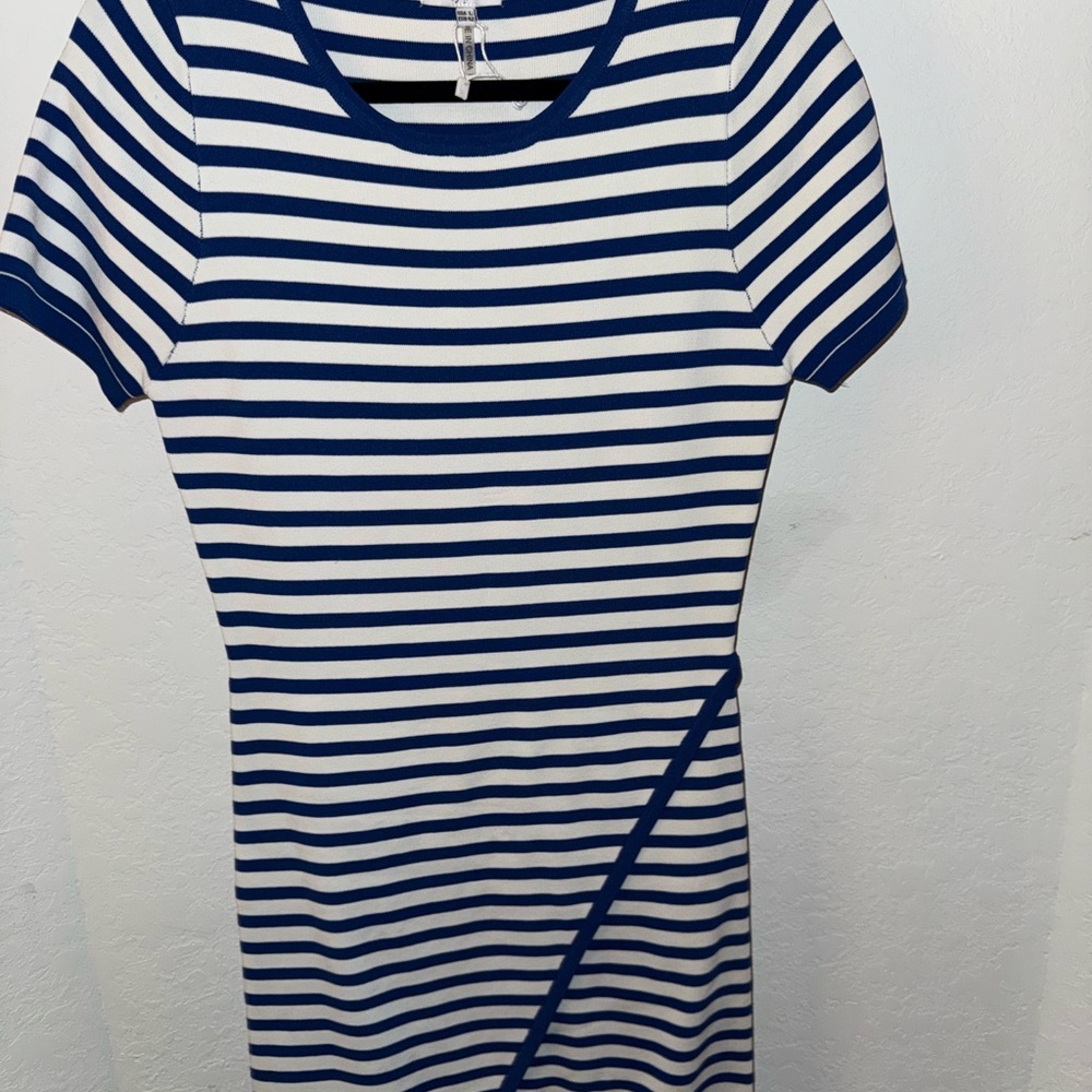 Blue and White Striped Dress